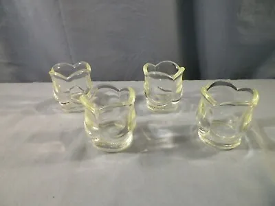 Lot Of 4 Clear Glass Tulip Shaped Votive Candle Toothpick Holders • $8