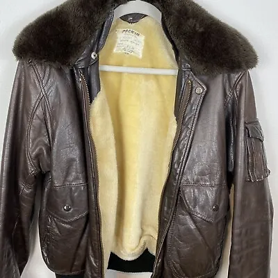 Vintage A-2 Flight Jacket Brown Leather By Pack-In Products Inc. 674 SM Size 42 • $80