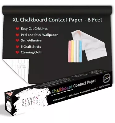 Black Chalkboard Contact Paper Roll - 8 FT Chalk Board Paper Roll Peel &... • $15