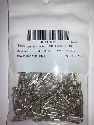 Molex 02-08-2004  Connector Pins          Male .084   20-14 Awg   100 Pcs. • $7.95