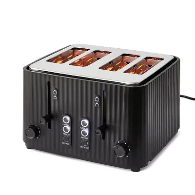 $54.49 • Buy 4-Slice Long Slot Electric Toaster Toasted Cancel Defrost Reheat Kitchen Black