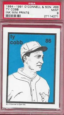 Rare Ty Cobb Psa 9 Mint 1984-91 Oconnell Hof Ink Mini Print #86 Son Graded Tphlc • $59.97