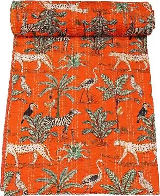 Indian Handmade Quilt Vintage Kantha Bedspread Throw Cotton Ralli Gudari Blanket • $39.35