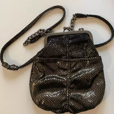 KENNETH COLE Metallic Silver Grey Handbag Pouch Chain Bag • £10