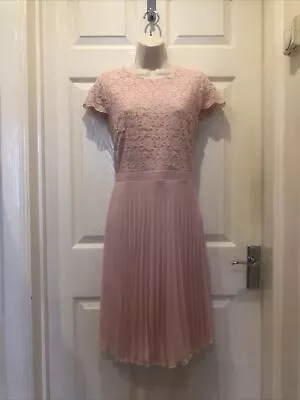 'untold' Pale Pink Dress Lace Bodice Pleated Skirt Size 14 • £10