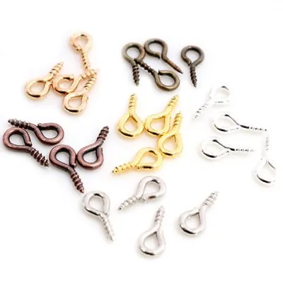 Mini Eye Pin Screw Bail Pegs Drilled Findings Threaded Clasp Hook Eyelets Craft  • £2.99