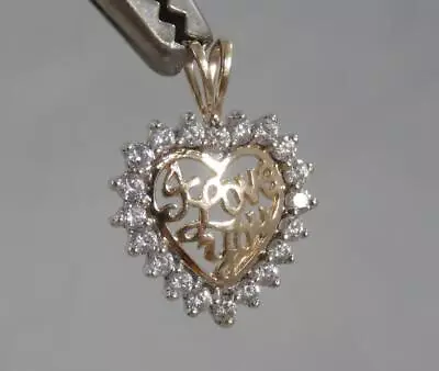 Solid 10 Karat Yellow Gold I LOVE YOU Heart Pendant 10K J2388 • $79.99