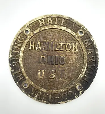$85 • Buy Herring Hall Marvin Safe Company Name Plate Hamilton Ohio Company Plaque