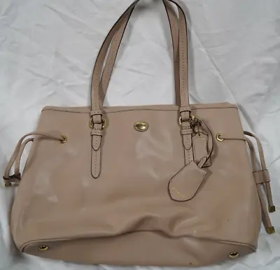 Coach Carryall Shoulder Tote Bag F29362 Peyton Beige Saffiano Leather Drawstring • $49.99