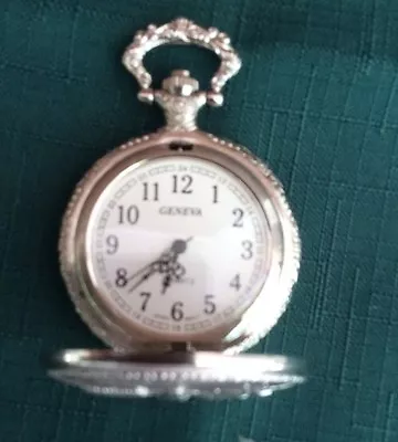 Geneva Pocket Watch Stainless Steel Quartz PARIS  Hunters Case • $14.99