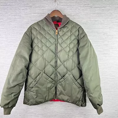 VINTAGE Eddie Bauer Jacket Mens XL Green Puffer Goose Down Quilted 80s Talon • $223.99