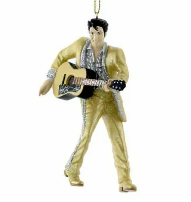 Kurt Adler Elvis® In Gold Suit Playing Guitar Elvis Presley Christmas Ornament • $15.88