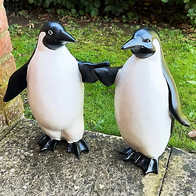 Large Penguin Pair Garden Ornaments Resin Lifelike Resin Bird Outdoor Sculptures • £58