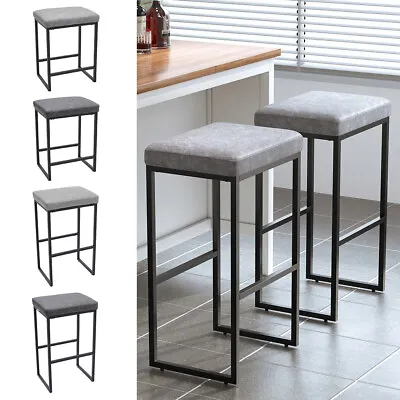 PU Leather Bar Stool Backless Upholstered Seat Cafe Kitchen Island Counter Stool • £41.95