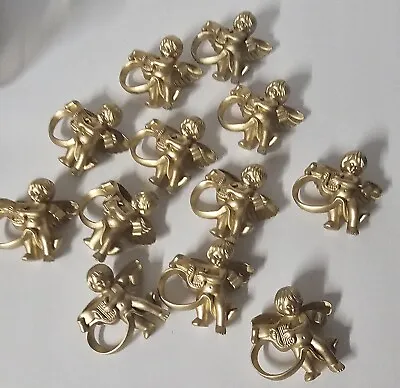 Vintage Vera Neumann Cherub Angel Gold Heavy Plastic Napkin Rings Set Of 12... • $21