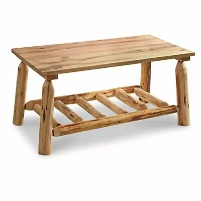 CASTLECREEK Pine Log Coffee Table Rustic Natural Weathered Look Wooden Rectangu • $278.95