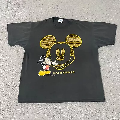 Mickey Mouse Shirt Mens Extra Large Black Velva Sheen Single Stitch Vintage • $17.97