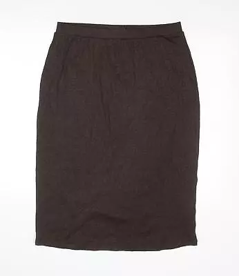 Marks And Spencer Womens Brown Cotton Straight & Pencil Skirt Size 16 • £5