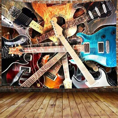 Music Guitar Extra Large Tapestry Wall Hanging Fabric Vintage Rock Room Decor • $16.50