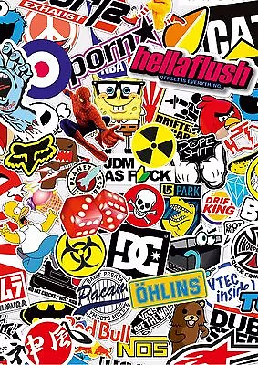 3 A4 Sticker Bomb Sheets * JD 8M EURO DRIFT VW * Stickerbomb Car Van Ipad Tablet • $4.85