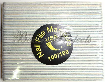 50pcs Mini Manicure Nail File Zebra 100/100 Grit Wood Center 13cm Travel Size • $7.90