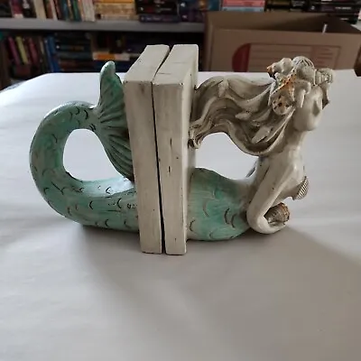 Nautical Mermaid  Resin Carved Looking  Bookends By HD Designs Great Condition  • $30