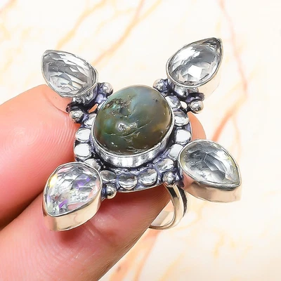 $3.99 • Buy Labradorite, Topaz Gemstone Handmade Gift Jewelry Ring Size 6 V922