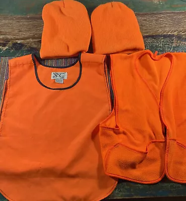 $9.99 • Buy Hunting & Safety Vest 2 Vest & 2 Beanies Blaze Orange Outdoor