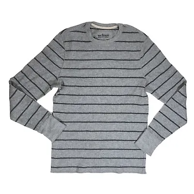 Urban Pipeline Henley Shirt Men's Small Waffle Knit Long Sleeve Gray Striped • $9.99