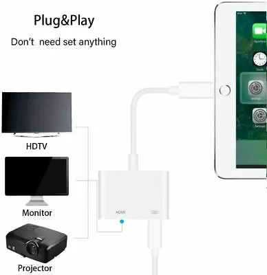 8pin  To HDMI Digital AV TV Adapter Cable For Apple IPhone 5 6 7 8 X XS IPad • £6.69