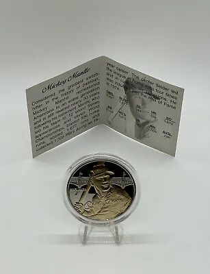 Mickey Mantle 1.5 Troy Ounces .999 Fine Silver-24K Gold Overlay Elite Medallion! • $225