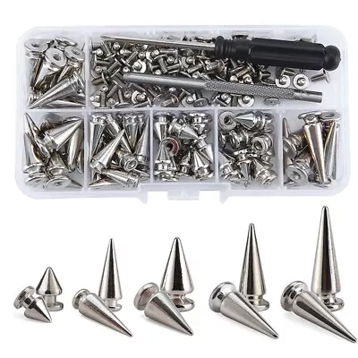 70 Sets Silver Mixed Shape Spikes And Studs Cone Croc Spikes Leather Rivet1795 • $14.24