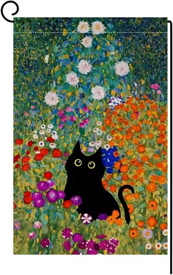 Spring Cat Garden Flag 12X18 Vertical Double Sided Colorful Floral Farmhouse Hol • $14.99