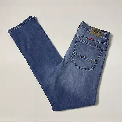 Wrangler Mens 30x32 Slim Straight Leg Stretch Fit Casual Blue Denim Work Jeans • $14.99