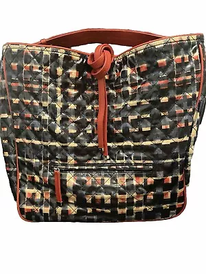 VERA BRADLEY Fenwick Hobo Glossy Blocks Genuine Leather Trim Handbag Adj. Strap • $99.99