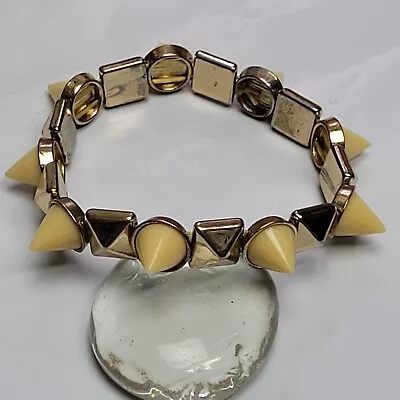 Vtg Stretch Bracelet Copper Tone Stud Ivory Spike Punk • $11.69