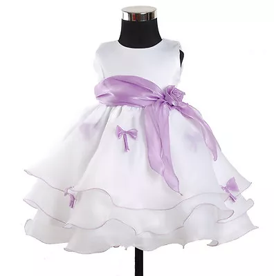 Christening Flower Girls Dress Party Bridesmaid Wedding In 6 Colours From 3M-24M • £18.99