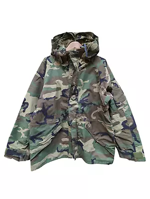 Genuine US Army Woodland Camo GoreTex ECWCS Parka Jacket Size Medium/Reg #544 • £49.95