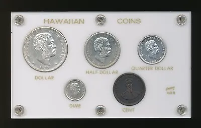 Kingdom Of Hawaii 5 Coin Set Nice Detail Coins Penny .10C .25C .50C $1         M • $3000