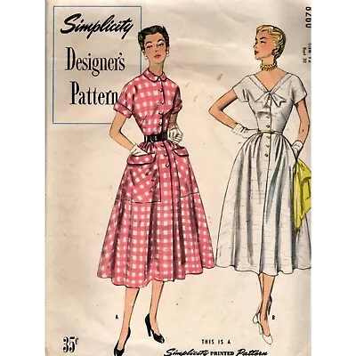 Vtg 50's One Piece Dress Sewing Pattern  Simplicity Designers No. 8260 Size 12 • $22.99