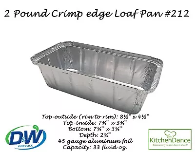 D & W Finepack 2 Lb./33 Oz. Heavy Disposable Aluminum Loaf Pans With Lids  #212 • $217