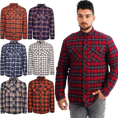 River Road Mens Padded Quilted Lined Shirt Lumberjack Fleece Jacket Flannel Work • £16.89