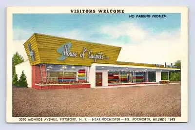 House Of Carpets ROCHESTER NY Vintage Roadside Googie Architecture Advertising • $12.99