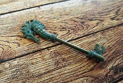 Large Skeleton Keys Seahorse Key Nautical Charms Ocean Key Pendant Verdigris 1/5 • $3.11