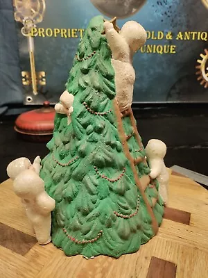 Vintage Hand Made Ceramic Christmas Tree With Sparkly Snowbabies Decorating  • $9.95