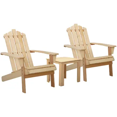 $250 • Buy Gardeon Outdoor Sun Lounge Beach Chairs Table Setting Wooden Adirondack Patio Na