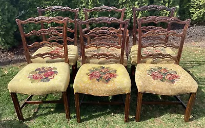 Set Of 6 Antique Chippendale Mahogany Ribbonback Dining Room Chairs 1 Arm 5 Side • $499.99