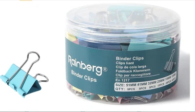£14.99 • Buy 100 X Bulldog Clips Foldback Metal Binder Paper Grip Assorted Multi Color 6 Size