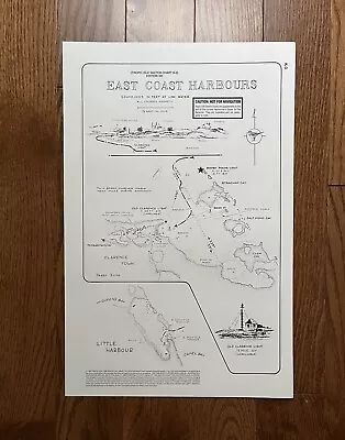 Vintage Bahamas Nautical Sketch Chart Map - East Coast Harbors - 11x17 • $17