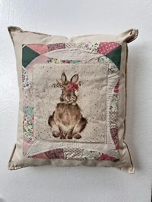 Vintage Quilted Grain/ Feed Sack Bunny Rabbit  Pillow One Of A Kind 17x14 • $39